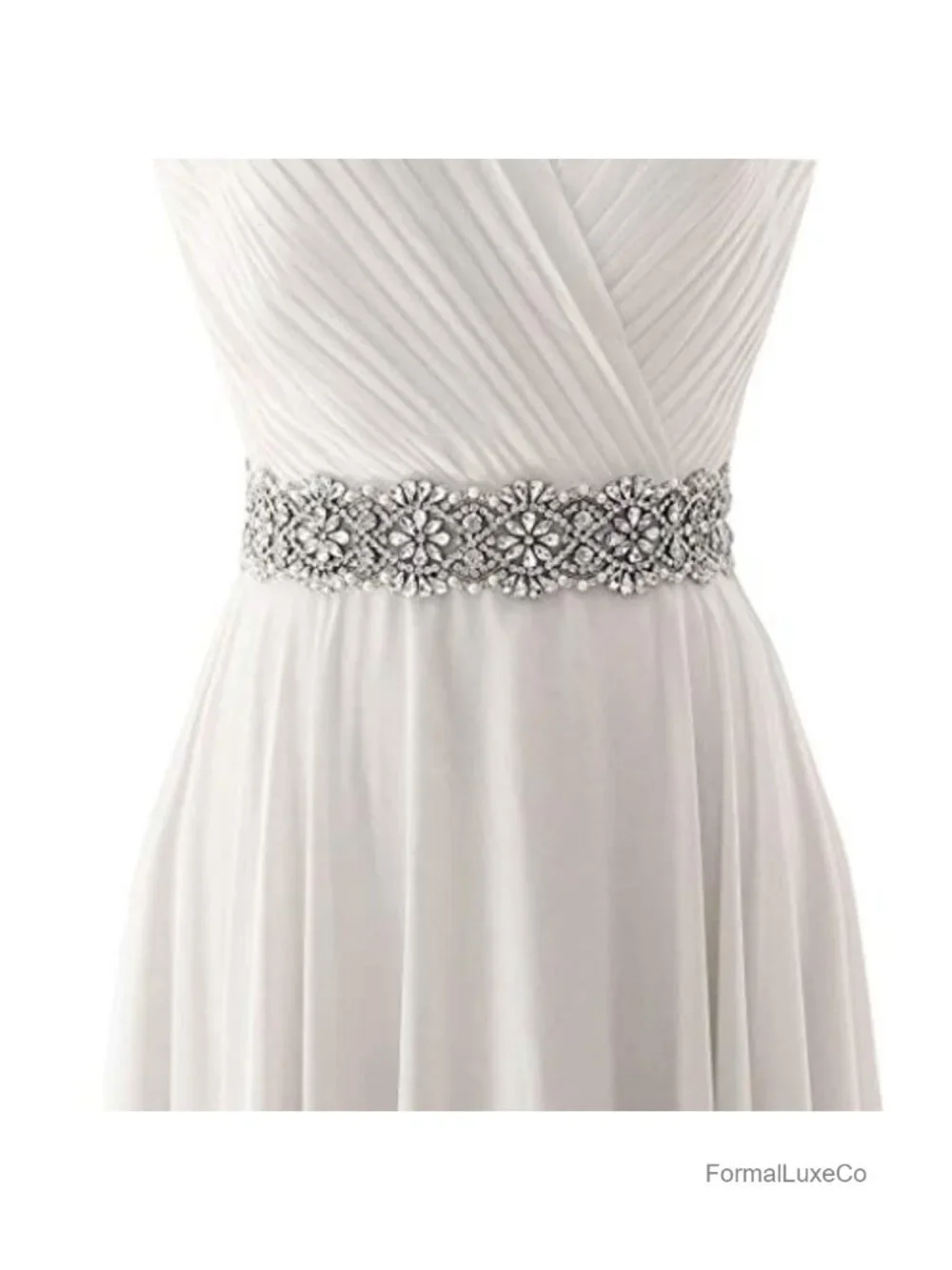 Rhinestone Bridal Belt Wedding Dress Sash Satin Ribbon Self-Tie